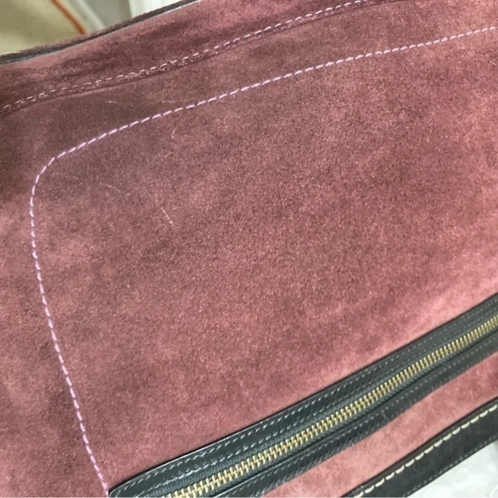 Vintage Coach 7477 Suede Tassel Satchel Bag burgundy/purple